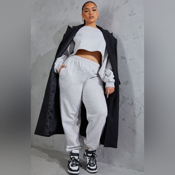 PrettyLittleThing Pants - PrettyLittleThing Reel Cotton Plus Ash Grey Casual Jogger Size 12‎ in Grey NWT